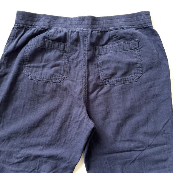 J Jill Stretchy Waist Pockets Roll Tab Leg Cotton Tapered Pants Blue - Picture 12 of 12